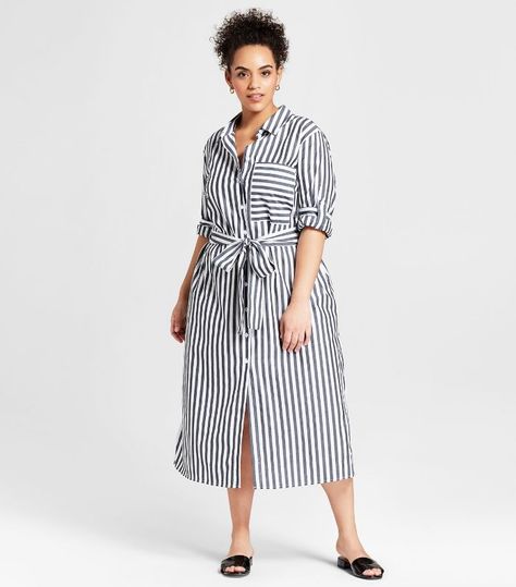 Who What Wear Striped Long Sleeve Midi Shirt Dress Weekend Outfit Fall, Striped Sweater Outfit, Casual Wedding Attire, White Pants Outfit, Long Striped Dress, Casual Party Outfit, Best Summer Dresses, Stripe Outfits, Target Dresses