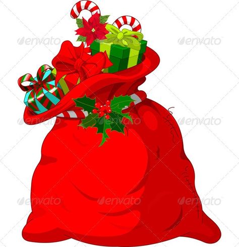 Santa’s Sack by Dazdraperma | GraphicRiver Xmas Drawing, Christmas Window Painting, Merry Christmas Pictures, Christmas Yard Art, Diy Dollar Tree Decor, Santa Sack, Christmas Yard, Christmas Cartoons, Christmas Drawing