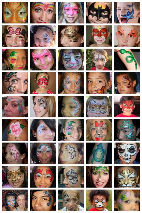 Face Painting display board for Cynnamon/Bay Area Party Ent. Face Painting Design Board, Face Painting Display Board Ideas, Face Paint Display Board, Face Painting Booth, Painting Display, Face Painting Ideas, Cheek Art, Face Painting Easy, Kids Face Paint