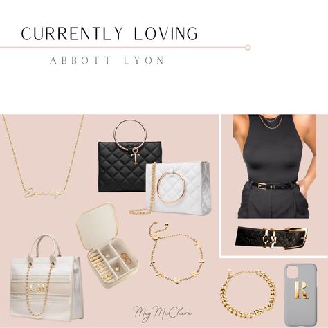 Currently Loving | Abbott Lyon | Travel Jewelry Case// Initial Phone Case// Initial Bracelet// Gold Jewelry// Black Leather Belt with Initials// Chain Stack Bracelet// Custom Name Bracelet// Custom Name Necklace// Quilted Purse// Luxury Style// Resort Wear// Resort Bag Follow my shop @megmcclure on the @shop.LTK app to shop this post and get my exclusive app-only content! #liketkit #LTKworkwear #LTKtravel #LTKstyletip #LTKitbag @shop.ltk https://liketk.it/3ynvZ Chain Stack, Initial Bracelet Gold, Abbott Lyon, Purse Luxury, Quilted Purse, Stack Bracelet, Jewelry Bracelets Gold, Quilted Purses, Travel Jewelry Case