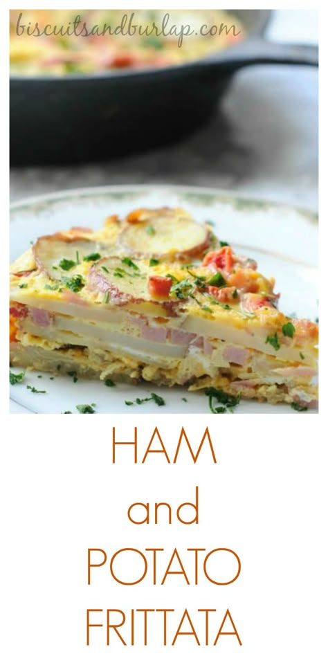 Ham and Potato Frittata is a mouthwatering way to use up leftover ham. Healthy Recipes With Ham, Leftover Ham Recipes Breakfast, What To Make With Leftover Ham, Ham And Potato Frittata, Ham Frittata Recipes, Ham Recipes Leftover, Potato And Egg Frittata, Frittata Recipes Potato, Fritata Recipe Potato