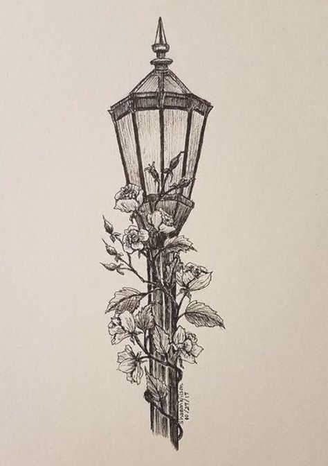 Lamp post Original 5 x 7 Ink drawing | Etsy Lamp Post Drawing, Form Drawing, Simple Lamp, Halloween Tattoo, Ink Drawings, Narnia, Pencil Art, Art Drawings Sketches, Architecture Drawing