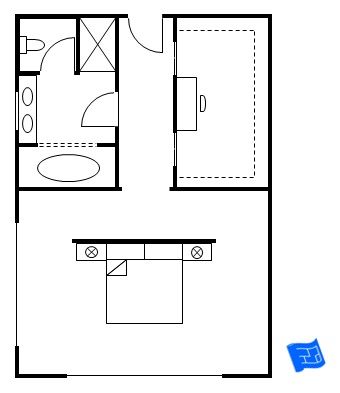 Master bedroom floor plan - souped up hotel room layout. Window Layout, Master Suite Layout, Master Suite Floor Plan, Master Suite Addition, Ideas Baños, Bedroom Addition, Bathroom Master, Cat Houses, Closet Layout