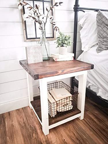 Farmhouse Night, Nightstand Rustic, Bedroom Paint Colors Master, Rustic Farmhouse Furniture, Farmhouse Nightstand, Rustic Nightstand, Farmhouse Side Table, Diy Nightstand, Wooden Nightstand