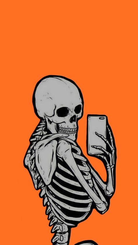 Orange Skull Wallpaper, Halloween Wallpaper Orange And Black, Black And Orange Halloween Wallpaper, Orange And Black Aesthetic Wallpaper, Orange Aesthetic Drawing, Halloween Orange Aesthetic, Paintings Halloween, Halloween Art Drawing, Art Print Quotes