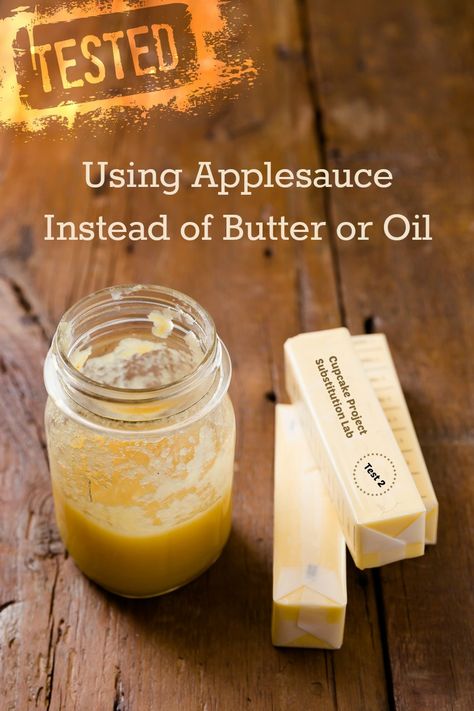 Using Applesauce as a Butter or Oil Substitute - from Cupcake Project Butter Substitute Baking, Applesauce Cupcakes, Baking With Applesauce, Deserts Recipes, Cupcake Project, Oil Substitute, Toll House Chocolate Chip, Butter Substitute, Cooking Substitutions