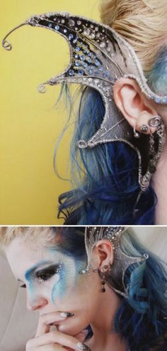 DIY Wire Mermaid Ears from YouTube User NsomniaksDream.You can... Wire Mermaid, Fantasy Ears, Mermaid Ears, Diy Fantasia, Meme Costume, Diy Mermaid, Diy Kostüm, Mermaid Diy, Elf Ears