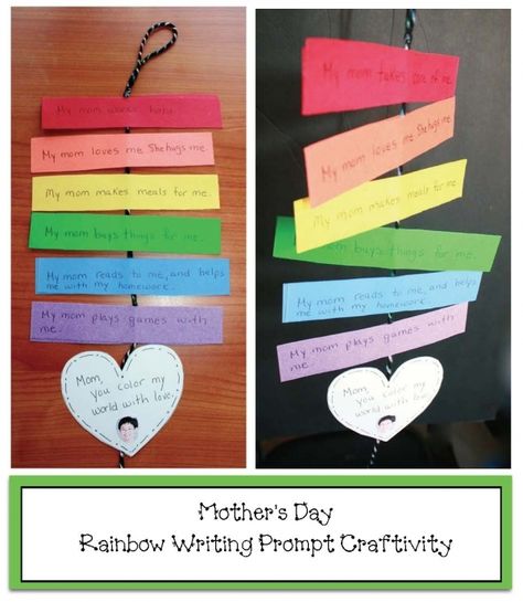 Mother's Day crafts: Students write a sentence on each colored strip of why their mom/special person colors their world with love.  FREEBIE Fingerprint Keepsake, Easy Mother's Day Crafts, Mother's Day Projects, Mothers Day Poems, Rainbow Writing, Mother's Day Activities, Classroom Freebies, 5 De Mayo, Mothers Day Crafts For Kids