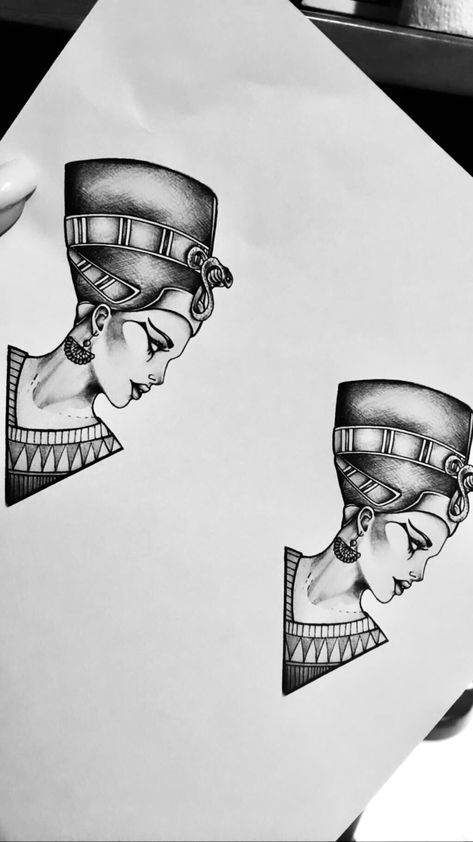 Nefertiti Tattoo Meaning, Nefitiri Tattoo, Small Nefertiti Tattoo, Nefrititi Tattoo, Goddesses Tattoo, Nefertiti Tattoo Design, Queen Nefertiti Tattoo, Egyptian Queen Tattoos, Bum Tattoo Women