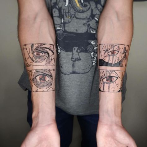 Obito Tattoo, Kakashi Vs Obito, Kakashi Tattoo, Small Dope Tattoos, Naruto Clothing, Gamer Tattoos, Simple Tattoos For Guys, Elements Tattoo, Manga Tattoo