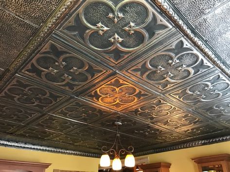 Kitchen | American Tin Ceilings Tin Ceiling Backsplash, American Tin Ceiling, Ceiling Tin, Tin Ceilings, Pattern Combinations, European Elegance, Tin Ceiling Tiles, Tin Walls, Panel Moulding