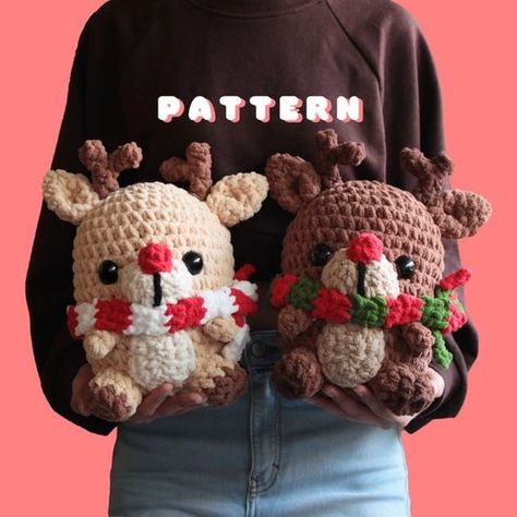 PDF PATTERN |  Chunky Reindeer Amigurumi #crochetplushies #cutecrochetanimals #crochettoys #crochetplush #crochetamigurumi Plushie Crochet Pattern Free, Tiny Amigurumi Free Pattern, Crochet Plushies Easy, Easy Crochet Plush, Crochet Plushies Pattern Free, Free Crochet Plushie Patterns, Crochet Squishmallow, Crochet Plushie Patterns, Crochet Plushies Pattern