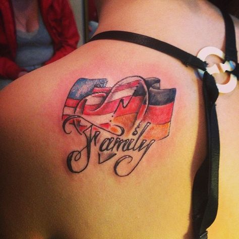 German Tattoo Ideas, American Tattoo Ideas, Tattoos Meaning Family, German Symbols, Germany Tattoo, German Tattoo, Word Tattoo Ideas, Cats Tattoo, Stomach Tattoos Women