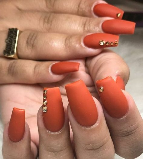 40+ Orange Nails And Orange Nail Designs | Matte Nail Colors, Orange Acrylic Nails, Nails Orange, Orange Nail Designs, Orange Nail Polish, Nails Autumn, Orange Nail, Nails Matte, Matte Nails Design