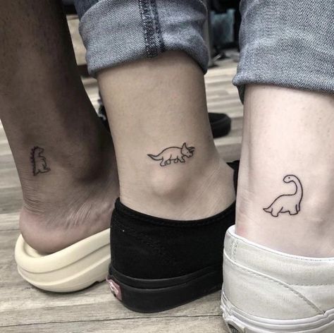 Matching Bff Tattoos, Maching Tattoos, Dinosaur Tattoo, Magic Runes, Ear Tattoo Ideas, Dinosaur Tattoos, Sibling Tattoos, Cute Little Tattoos, Bff Tattoos