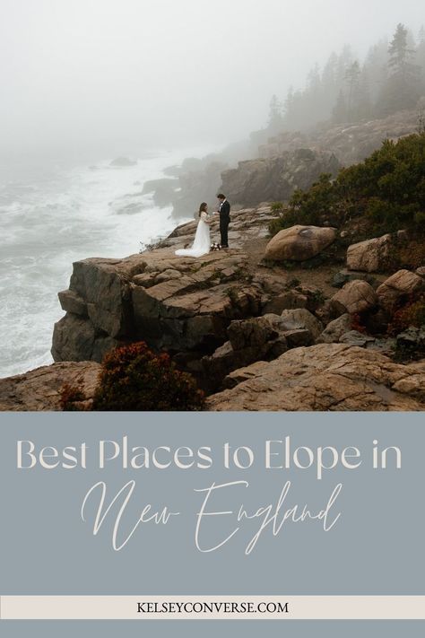 The ultimate guide to best places to elope in New England. In this guide, we include where to elope in New Hampshire, Maine, Vermont, Massachusetts, Rhode Island and Connecticut. Rhode Island Elopement, New Hampshire Elopement, New England Elopement, Connecticut Elopement, Converse Photography, New England Lighthouses, New England Aesthetic, Where To Elope, Best Places To Elope