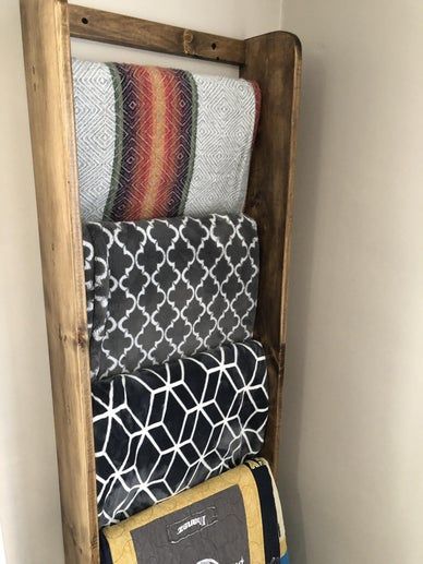 Wall Mounted Blanket Ladder : 9 Steps (with Pictures) - Instructables Wall Mounted Blanket Ladder, Diy Wall Blanket Holder, Blanket Wall Rack Diy, Mounted Blanket Ladder, Blanket Rack Diy, Hanging Blanket Ladder, Blanket Holder, Blanket Rack, Blanket On Wall