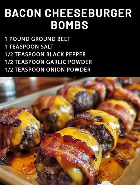 Ground Beef And Bacon Recipes, Ground Beef Grill, Beef Bacon, Healthy Lunch Snacks, Bacon Cheeseburger, Bacon Recipes, Banana Recipes, Lunch Snacks, Ground Beef Recipes