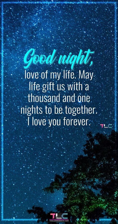 Good night, love of my life. May life gift us with a thousand and one nights to be together. I love you forever.
The night is a time to rest and have a peaceful good night's sleep. Send your husband or boyfriend some romantic good night message for him to wish him a rejuvenating good night rest and to let him know that you're thinking of him. Also, discover more good night message for him and especially those sweet romantic good night message for him to make him go crazy over you. A Thousand And One Nights, Good Night Lover, Good Night Babe, Beautiful Good Night Messages, Good Night For Him, Good Night Message, Good Night Text Messages, Message For Him, Romantic Good Night Messages