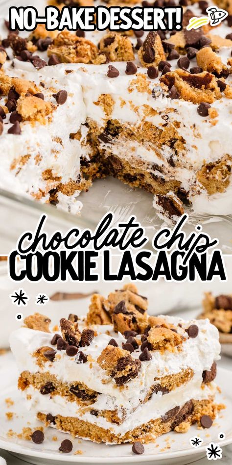 Cookie Lasagna Cookie Butter Lasagna, Dessert Lasagna Recipes, 9x13 Desserts, Cookie Lasagna, Cookie Dough Desserts, Dessert Lasagna, Lasagna Ingredients, Tasty Desserts, Southern Desserts