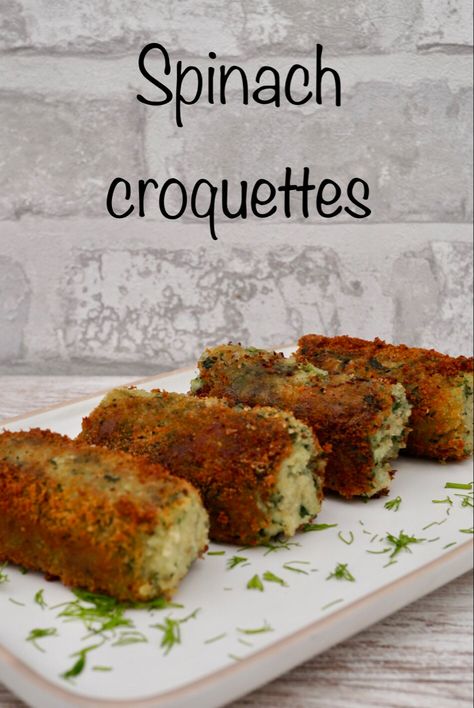 Spinach Croquettes Recipe, Tapas Recipes Vegetarian, Vegan Croquettes Recipe, Vegetarian Tapas Ideas, Vegetarian Croquettes, Vegetable Tapas, Spinach Croquettes, Vegetable Croquettes, Vegan Tapas