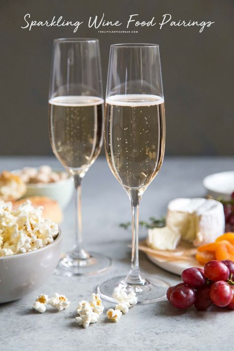 Sparkling Wine Food Pairing- The Little Epicurean Champagne Tasting, Party Bites, Entertaining Food, Food Holidays, Entertaining Tips, Thanksgiving Desserts Easy, Wine Subscription, Food Pairing, Italy Wine