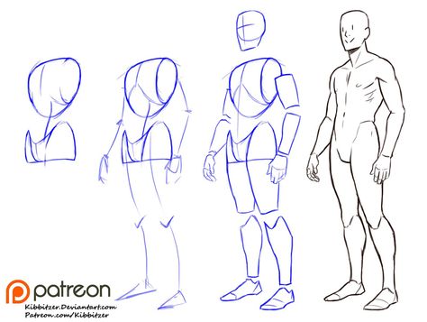 Fullbody step by step 1 | kibbitzer on Patreon Anatomy Tutorial, Body Drawing Tutorial, Human Anatomy Drawing, Human Figure Drawing, Anatomy Sketches, Body Reference Drawing, Body Anatomy, Anatomy Drawing, Figure Drawing Reference