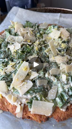 Caesar Salad Pizza, Anchovy Paste, Chicken Crust, Salad Pizza, Shaved Parmesan, Chicken Crust Pizza, Chicken Caesar Salad, Caesar Dressing, Pan Meals