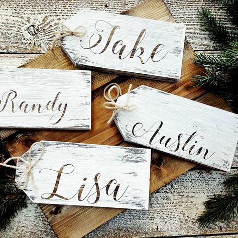 Bridesmaid Gift Tag, Elf Style, Wooden Gift Tags, Calligraphy Ideas, Personalised Wooden Gifts, Stocking Tags, Teacher Gift Tags, Gift Tags Christmas, Holiday Inspo