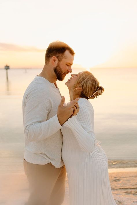 Sunset Maternity Session on the beach in Tampa Florida Sunset Maternity Photos, Beach Maternity Pictures, Motion Blur Photography, Baby Bump Photoshoot, Maternity Photography Beach, Couple Beach Pictures, Maternity Photo Outfits, Beach Maternity Photos, Maternity Photography Poses Pregnancy Pics