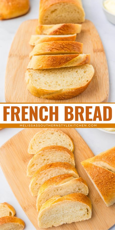 Make this fun Mother's Day breakfast recipe! This easy Homemade French Bread recipe is for all bakers of all skill levels. Enjoy eating this French toast bread spread with butter! Save this on Mother's Day breakfast recipe! How To Make French Bread, Quick Homemade French Bread, Quick French Bread Recipe, One Hour French Bread Recipe, 1 Hour French Bread, Best French Bread Recipe, French Bread Recipes, French Toast Bread, Dianes No Fail French Bread