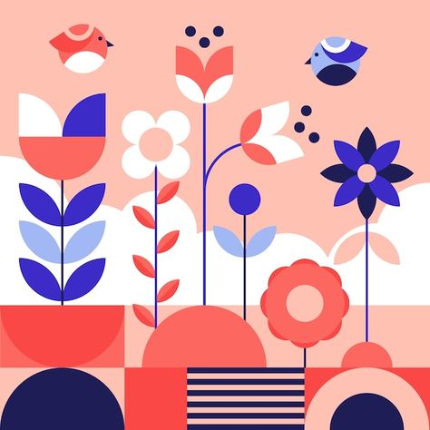 Geometric Vector Illustration, Geometric Flowers Illustration, Flowers Flat Illustration, Flat Geometric Illustration, Flower Geometric Design, Flower Geometric Illustration, Geometric Plant Illustration, Abstract Shape Illustration, Flower Flat Illustration