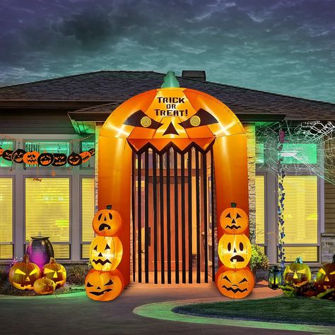 9 Feet High Halloween Inflatable Pumpkin Arch, Blow up Pumpkin Gate Large Halloween Decoration #halloween #pumpkin #decoration #inflatable😀 Pumpkin Arch, Buffet Halloween, Décoration Table Halloween, Halloween Blow Ups, Family Halloween Party, Inflatable Pumpkin, Table Halloween, Halloween Inflatables, Inflatable Decorations