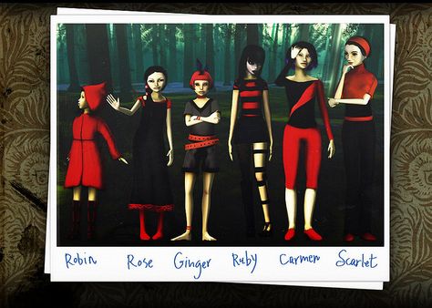 The Path game Family portrait The Path Game, Tale Of Tales, Red Riding Hood, Indie Games, Horror Game, Video Games Artwork, Character Drawing, Planting, Cheer Skirts