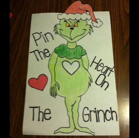 Pin The Heart On The Grinch, Preschool Grinch Day, Grinch Activities For Kids, Grinch Activity, Grinch Breakfast, Butterfly Preschool, Bali Room, Grinch Crafts, Grinch Hands