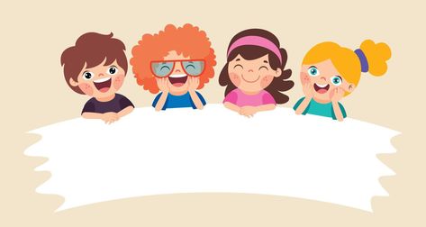 Cartoon Kids With Blank Banner Cartoon Banner Youtube, Youtube Banner Cartoon, Funny Youtube Banner, Cartoon Youtube Banner, Cute Youtube Banner, Sita Photo, Funny Banner, Kids Banner, American Stickers