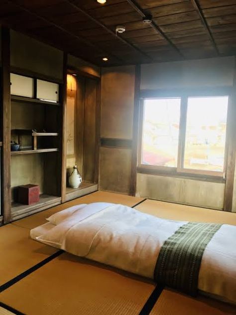 Staying in a Kominka, a Traditional Japanese House on Ojika Island Old Japanese Bedroom, Traditional Japanese Bedroom, Japanese Traditional House, Old Style House, Comfortable Futon, Japanese Bedroom, Traditional Japanese House, By Plane, Japanese House