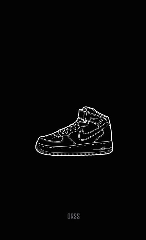 Tissue Drawing, Nike Air Force Black, Black Air Force 1, Nike Symbol, Sneaker Posters, Shoes Wallpaper, Sneakers Box, Nike Air Force One, White Nike Shoes