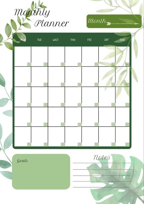 Green Monthly Planner, Planner Setup Ideas, Study Planner Ideas, Timetable Design, Weekly Planner Print, Weekly Planner Design, Daily Planner Printables Free, Calendar Design Template, Study Planner Printable