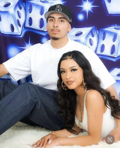 2000 Couple Photoshoot, Chicano Fashion, 2000s Couple Photoshoot, 2000s Photoshoot Ideas, 2000s Couples, Early 2000s Photoshoot Backdrop, Photoshoot Poses Couple, Early 2000s Photoshoot, 2000s Photoshoot