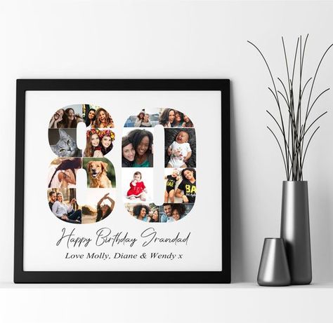 80th Birthday Framed Large Photo Collage Personalised 16 Images Custom Photo Print | Birthday | Christmas | Wedding | Anniversary Large Photo Collage, Birthday Photo Collage, Collage Foto, Anniversary Frame, Photo Collage Gift, Photo And Text, Birthday Collage, Personalised Frames, Birthday Frames