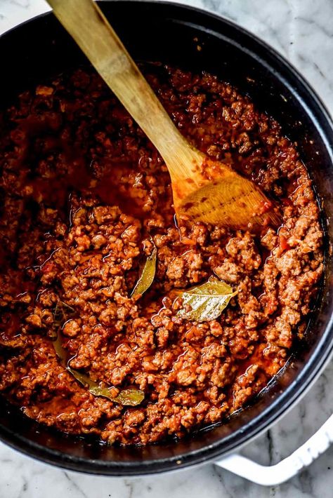 The BEST Bolognese Sauce | foodiecrush.com Paleo Bolognese Sauce, Spicy Bolognese Sauce, Sugo Sauce, No Meat Chili Recipe, Best Bolognese Recipe, Chili Recipe No Beans, Foodiecrush Recipes, Best Bolognese Sauce, Spicy Meatball