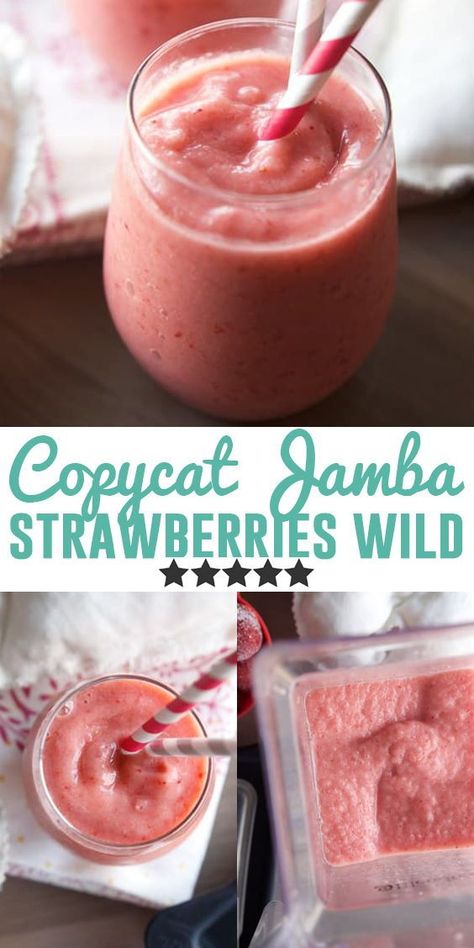 Jamba Juice Copycat Recipes, Jamba Juice Strawberries Wild, Smoothie Recipes Jamba Juice, Strawberry Wild Jamba Juice Recipe, Copycat Jamba Juice Smoothies, Keva Juice Recipes Smoothie, Strawberries Wild Jamba Juice Recipe, Booster Juice Recipes Copycat, Jamba Juice Recipes Copycat