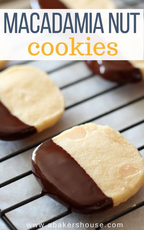 Macadamia Nut Recipes, Decadent Cookies, Hawaiian Cookies, Macadamia Cookies, Chocolate Dipped Cookies, Macadamia Nut Cookies, Nut Cookies, Shortbread Cookie Recipe, Cookie Cake Recipe