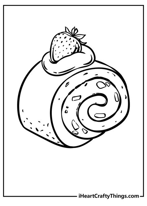 Coloring Pages Food Sweets, Drawings Of Desserts, Coloring Pages Aesthetic Food, Coloring Food Pages, Cute Food Coloring Pages Free Printable, Coloring Book Art Easy, Cute Drawings To Print, Simple Aesthetic Coloring Sheets, Dessert Drawing Easy