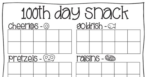 100th Day Of School Snack Ideas, 100 Day Of School Snack, 100 Day Snack, 100th Day Of School Snack, 100th Day Snack, 100 Chart Printable, 100s Day, 100th Day Of School Crafts, Kindergarten February