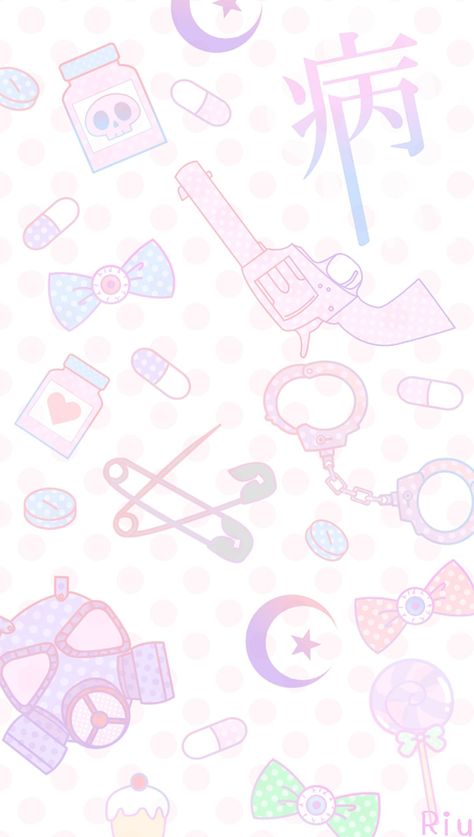 Creepy Pink Aesthetic, Yami Kawaii Art, Creepy Core, Kawaii Background, Kawaii Tattoo, Goth Wallpaper, Yami Kawaii, Halloween Wallpaper Iphone, Kawaii Accessories