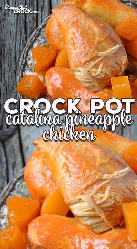 You may remember that I am not the quickest when it comes to prep. So when I tell you that this Crock Pot Catalina Pineapple Chicken Recipe took me 7 minutes flat from getting my crock pot out of the cabinet until I was walking out the door to work...you KNOW that it is a quick one! Amazing Chicken Breast Recipes, Pineapple Chicken Recipe, Chicken Breast Dishes, Walking Out The Door, Pineapple Chicken Recipes, Chicken Pineapple, Chicken Breast Crockpot Recipes, Low Carb Crock Pot Recipes, Pineapple Chicken