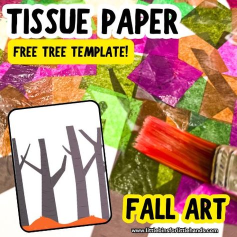 Tissue Paper Fall Tree Craft Tissue Paper Fall Crafts, Fall Leaf Art, Tissue Paper Trees, Fall Tree Craft, Fall Leaf Art Projects, Tree Life Cycle, Leaf Identification, Fall Science, Autumn Leaves Craft