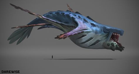 ArtStation - Darewise - Creature Design, Paradis Sok Fantasy Marine Creature, Whale Creature Design, Sea Creature Design, Ocean Monsters, Zoroark Pokemon, Creature Artwork, Underwater Creatures, Alien Concept Art, Monster Concept Art